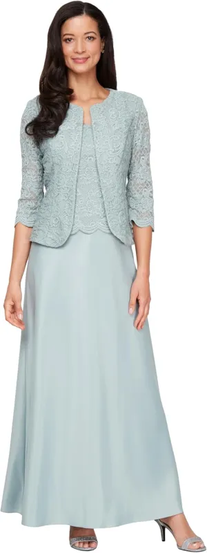 Alex Evenings Women's Two Piece Mother of The Bride Dress with Lace Jacket (Petite and Regular Sizes)
