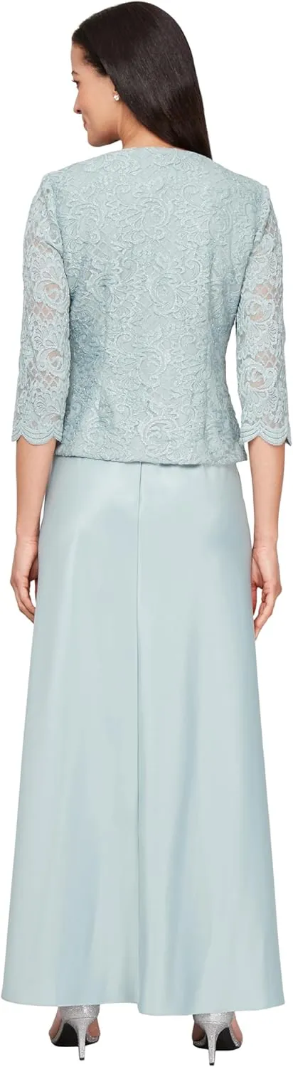 Alex Evenings Women's Two Piece Mother of The Bride Dress with Lace Jacket (Petite and Regular Sizes)