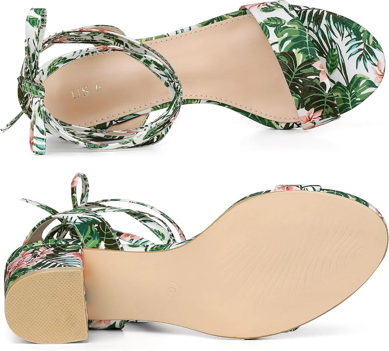 Allegra K Women's Block Heel Sandals Lace Up Heels