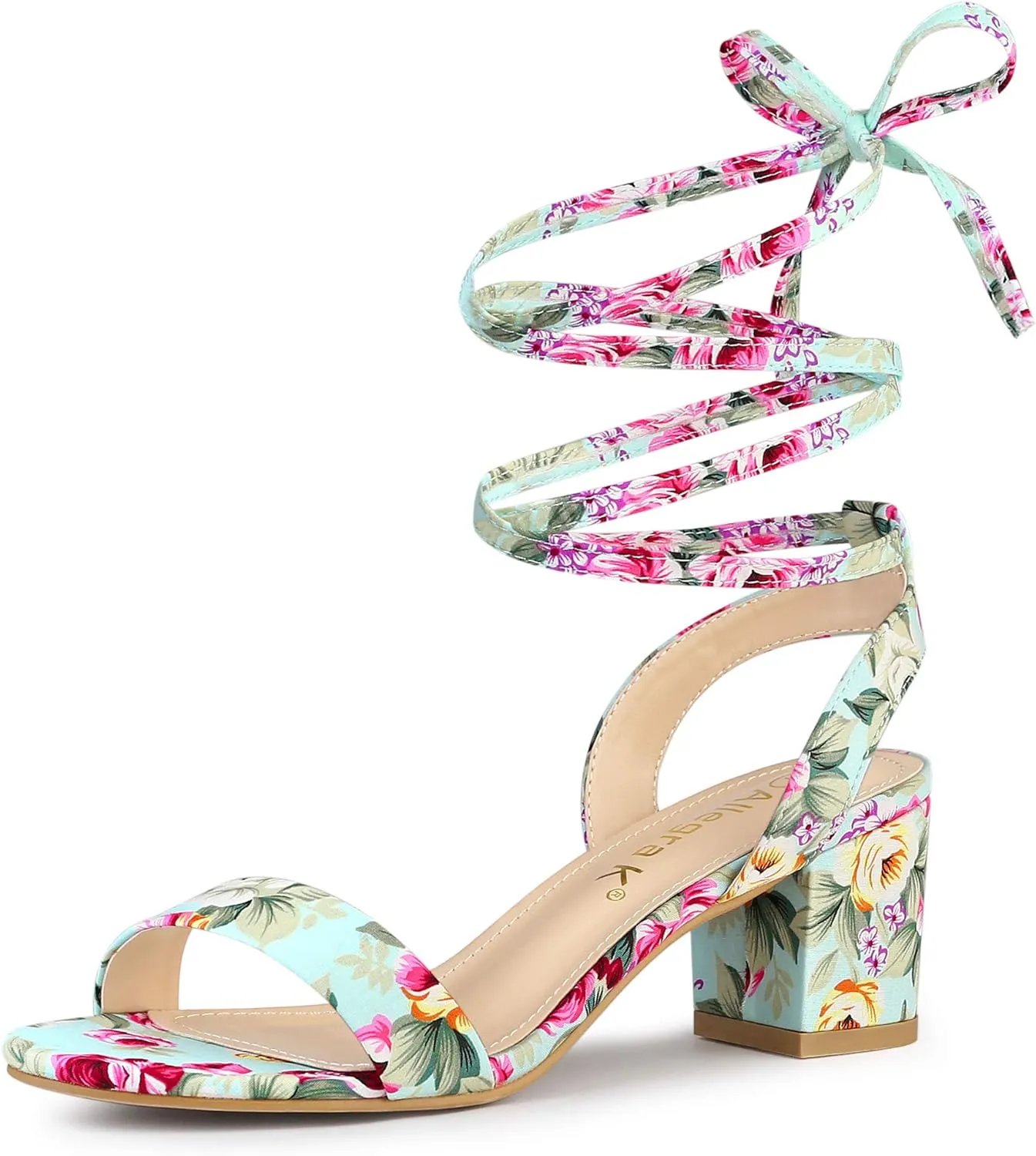 Allegra K Women's Block Heel Sandals Lace Up Heels