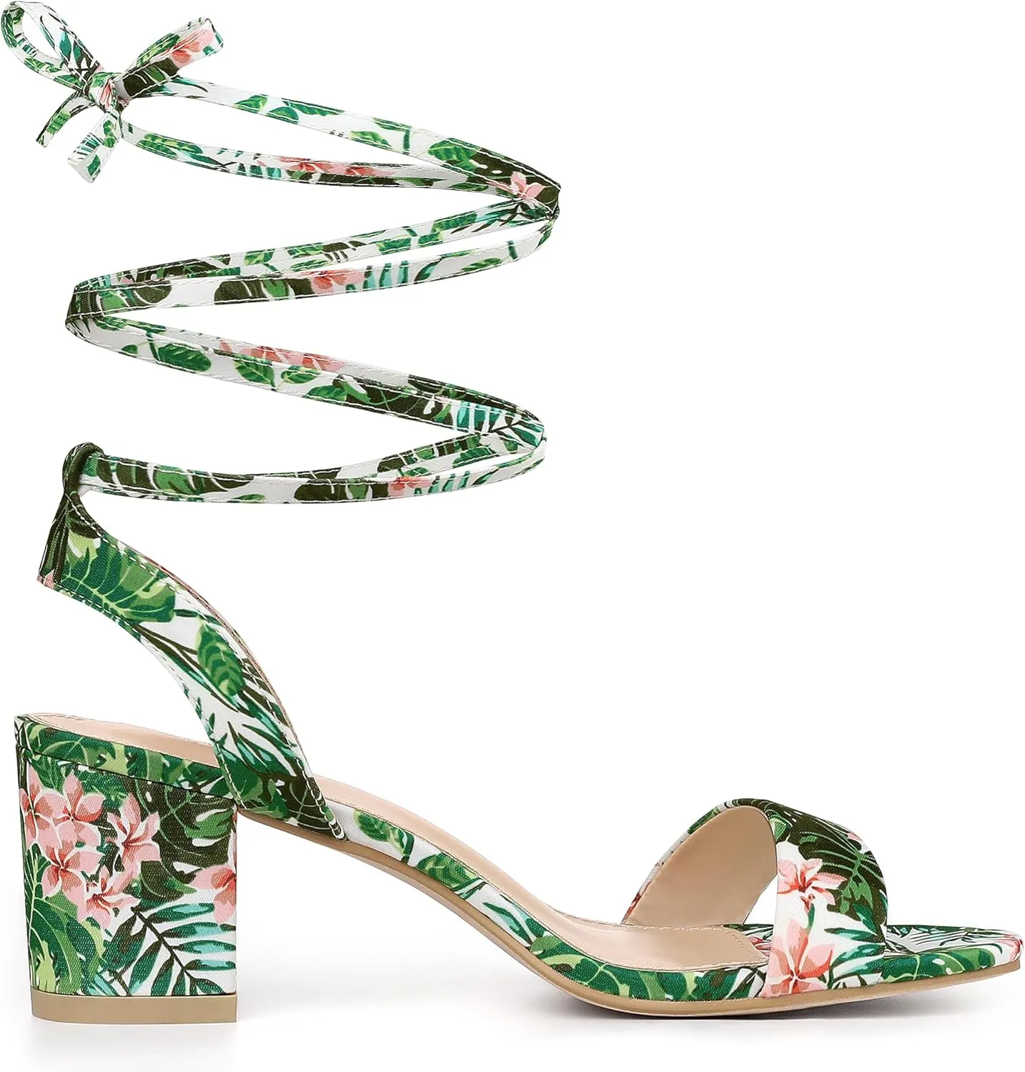 Allegra K Women's Block Heel Sandals Lace Up Heels