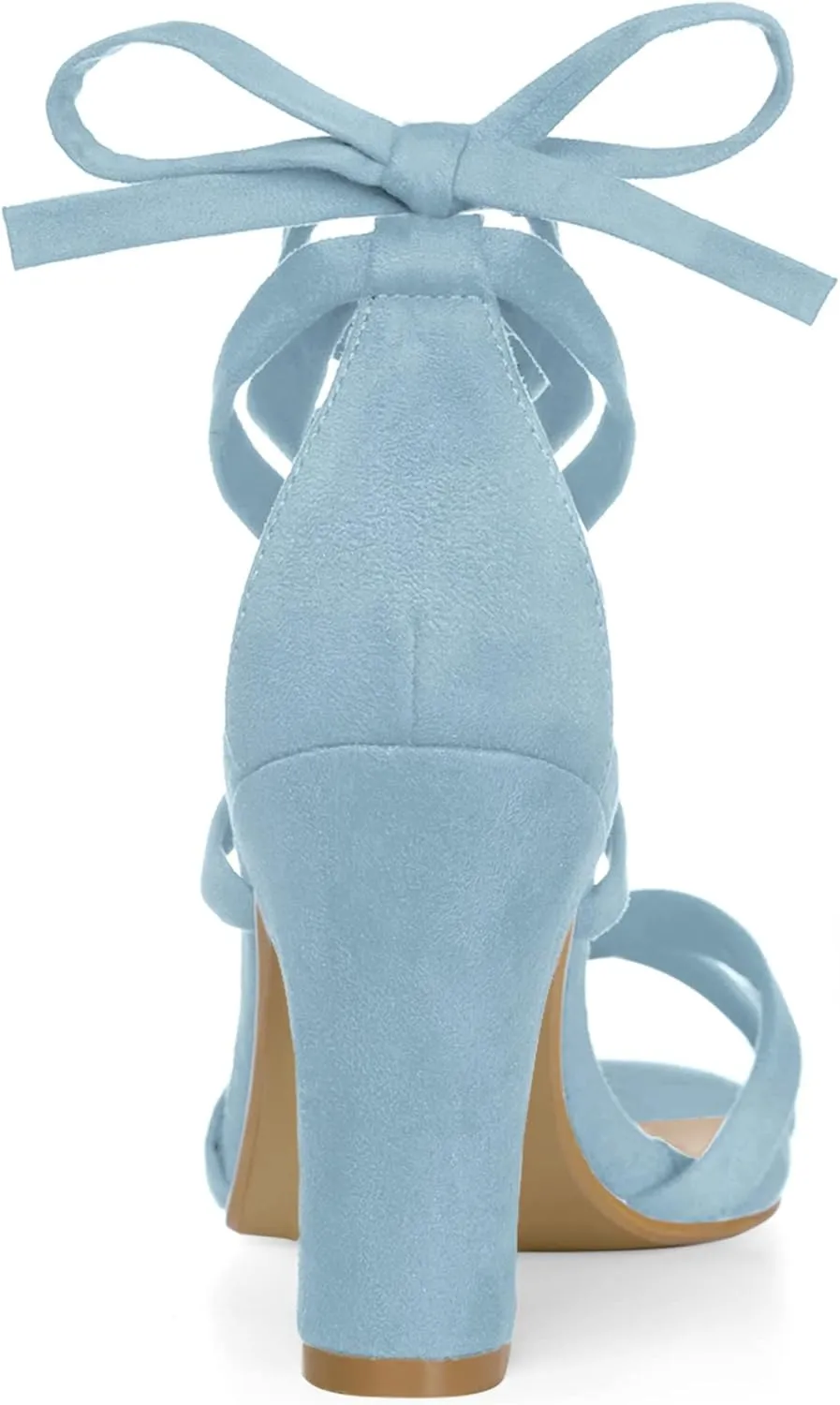 Allegra K Women's Lace Up High Block Heeled Sandals