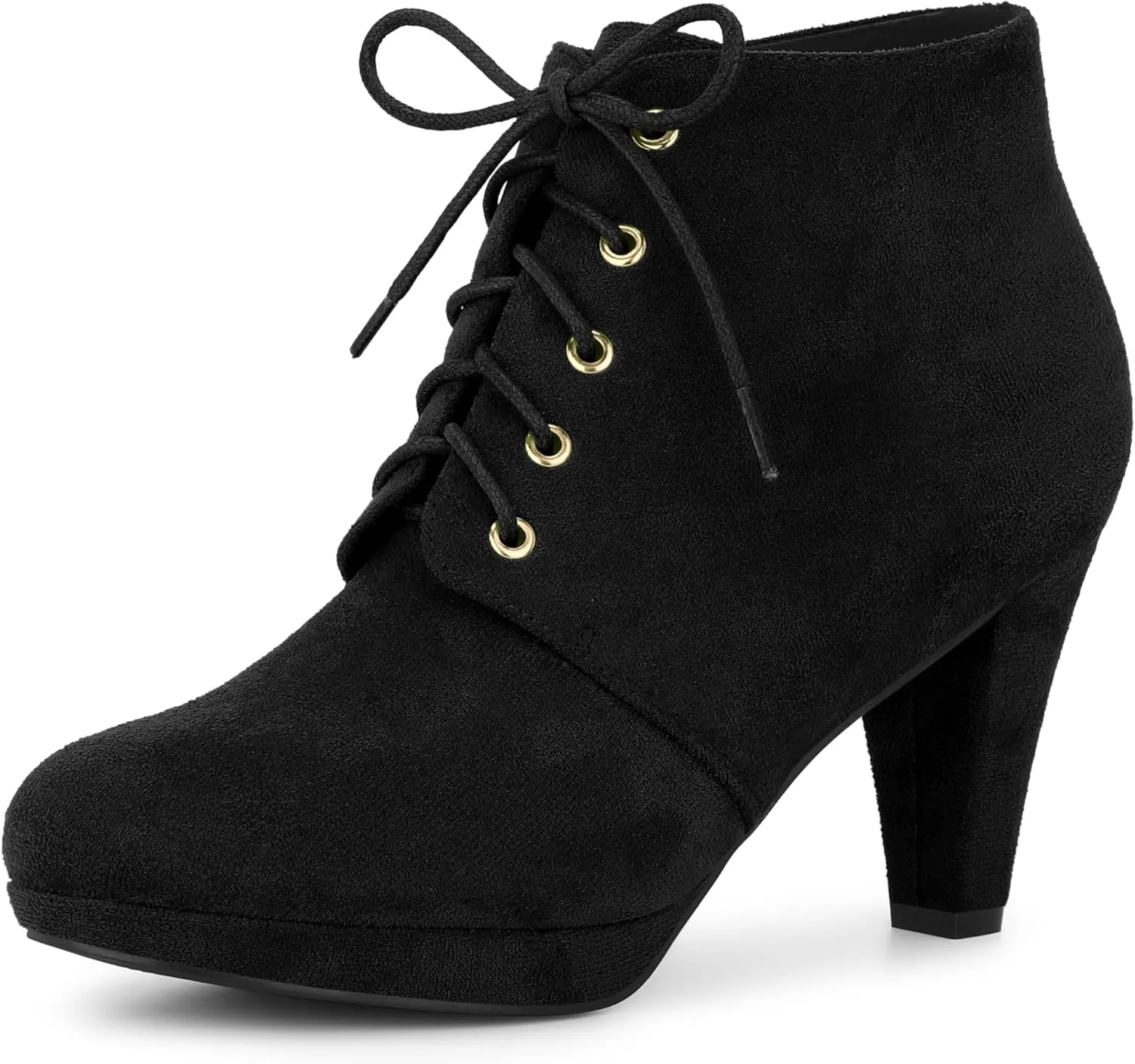Allegra K Women's Lace Up Platform Block Heels Ankle Boots