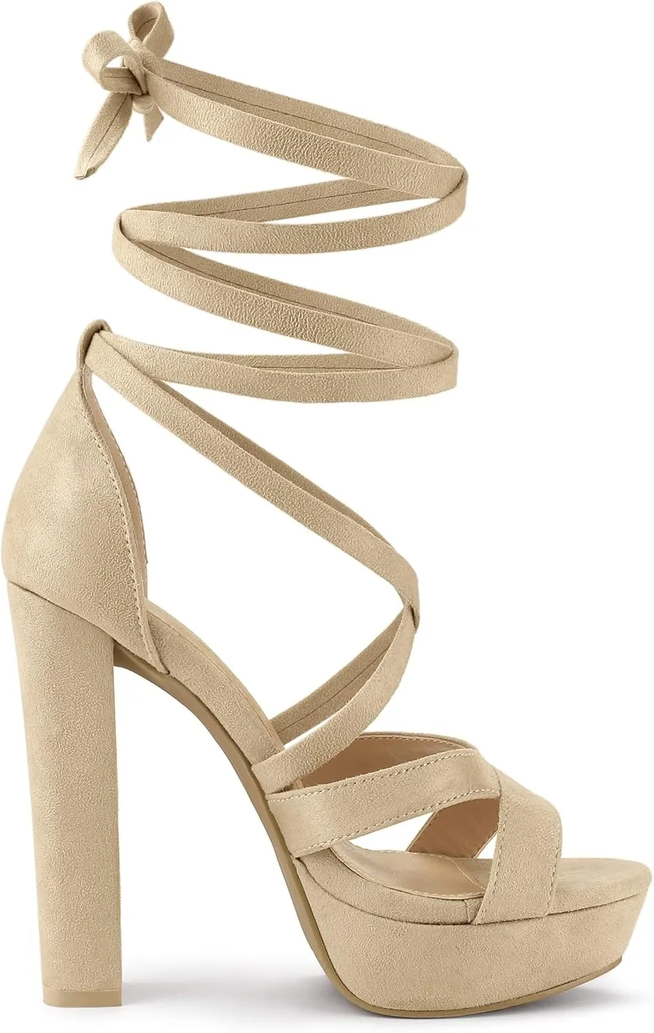 Allegra K Women's Lace Up Platform Chunky High Heels Sandals