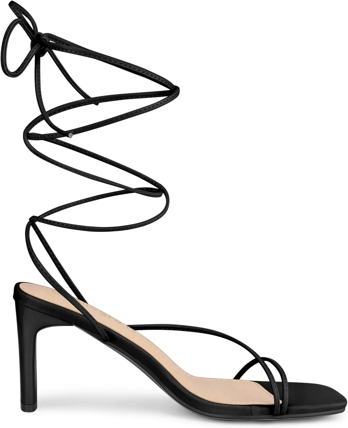 Allegra K Women's Lace Up Strappy Block High Heel Sandals