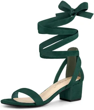 Allegra K Women's Open Toe Block Heel Lace Up Heels Heel Sandals