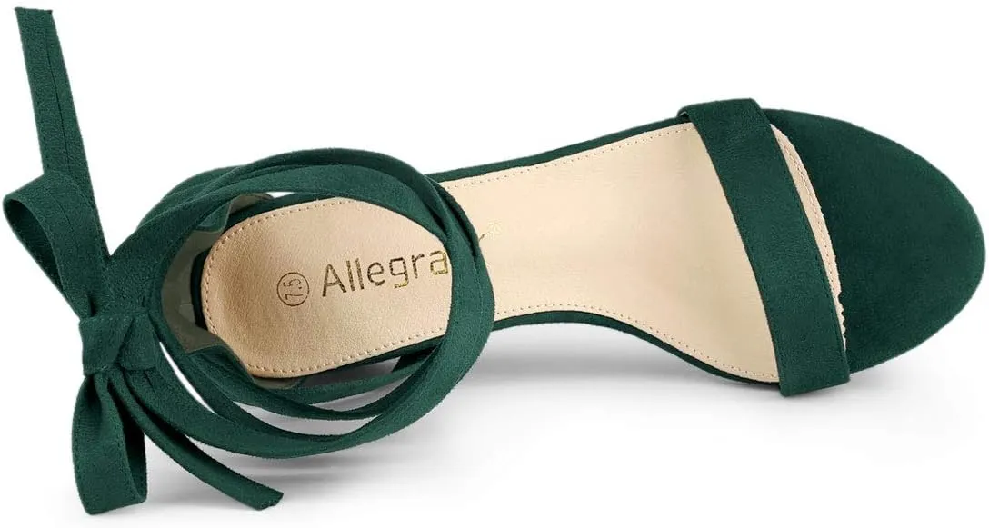 Allegra K Women's Open Toe Block Heel Lace Up Heels Heel Sandals