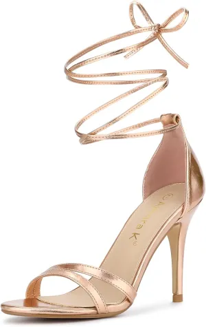 Allegra K Women's Open Toe Lace Up Stiletto Heels Sandals