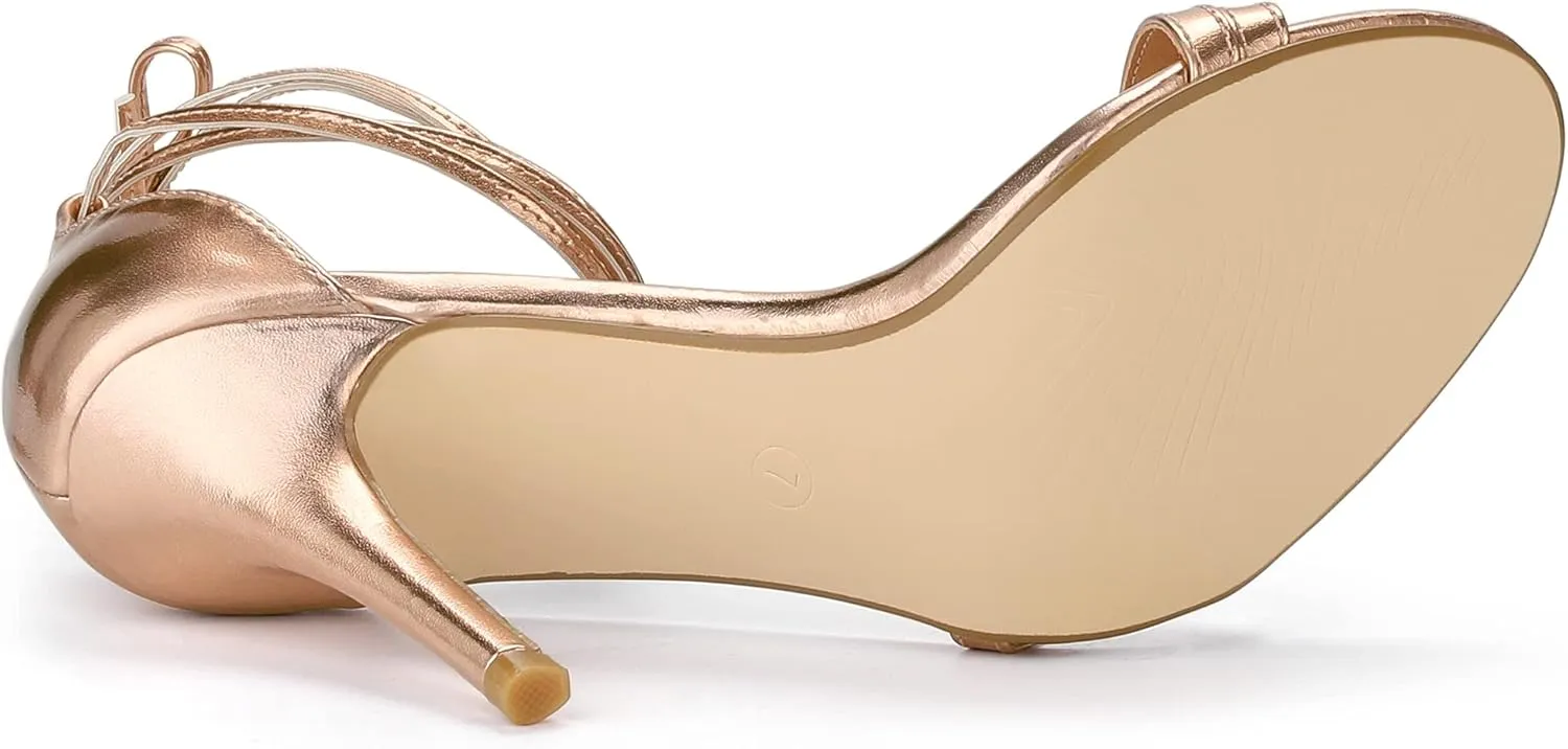 Allegra K Women's Open Toe Lace Up Stiletto Heels Sandals