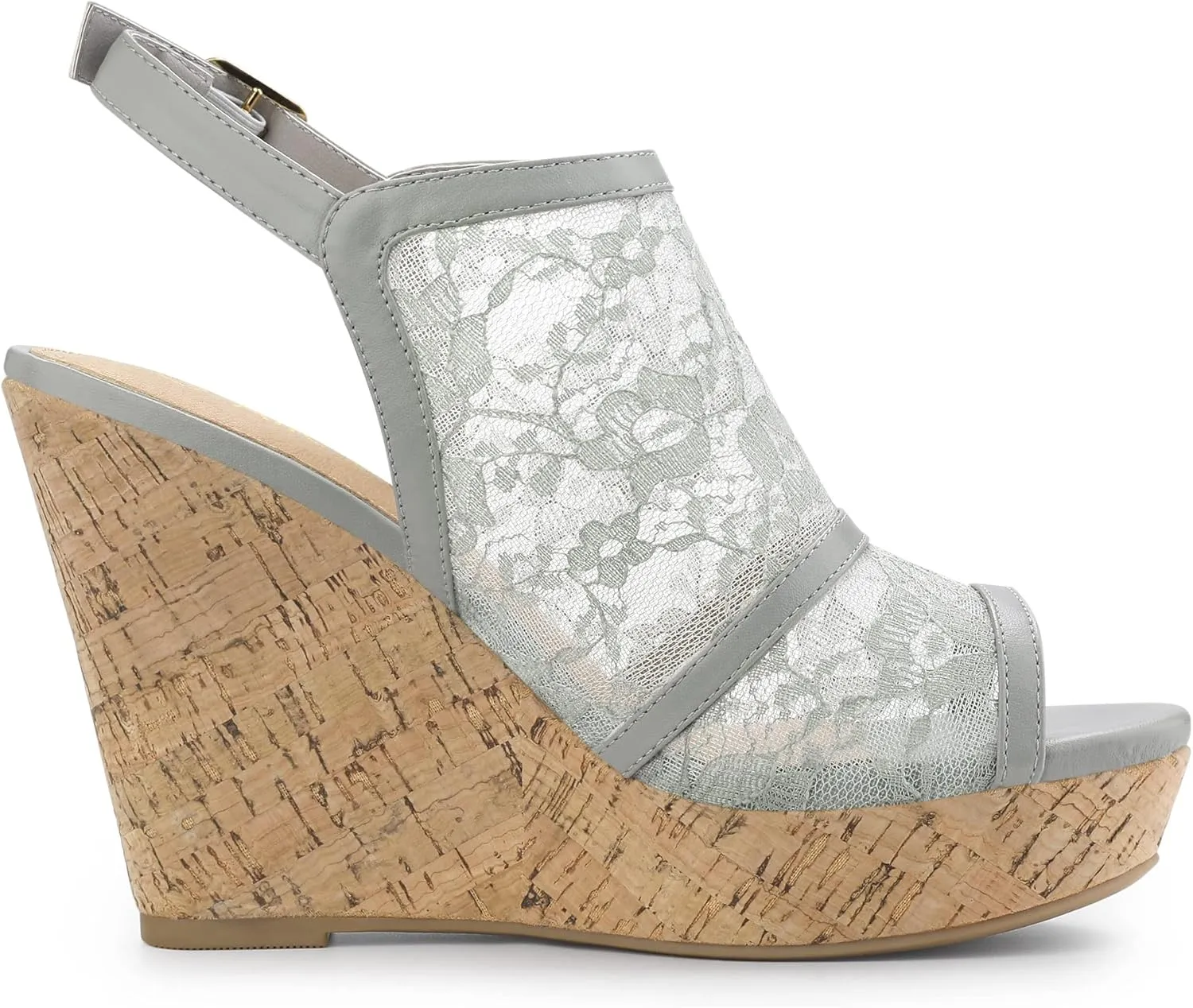 Allegra K Women's Open Toe Platform Heel Lace Wedges Sandals