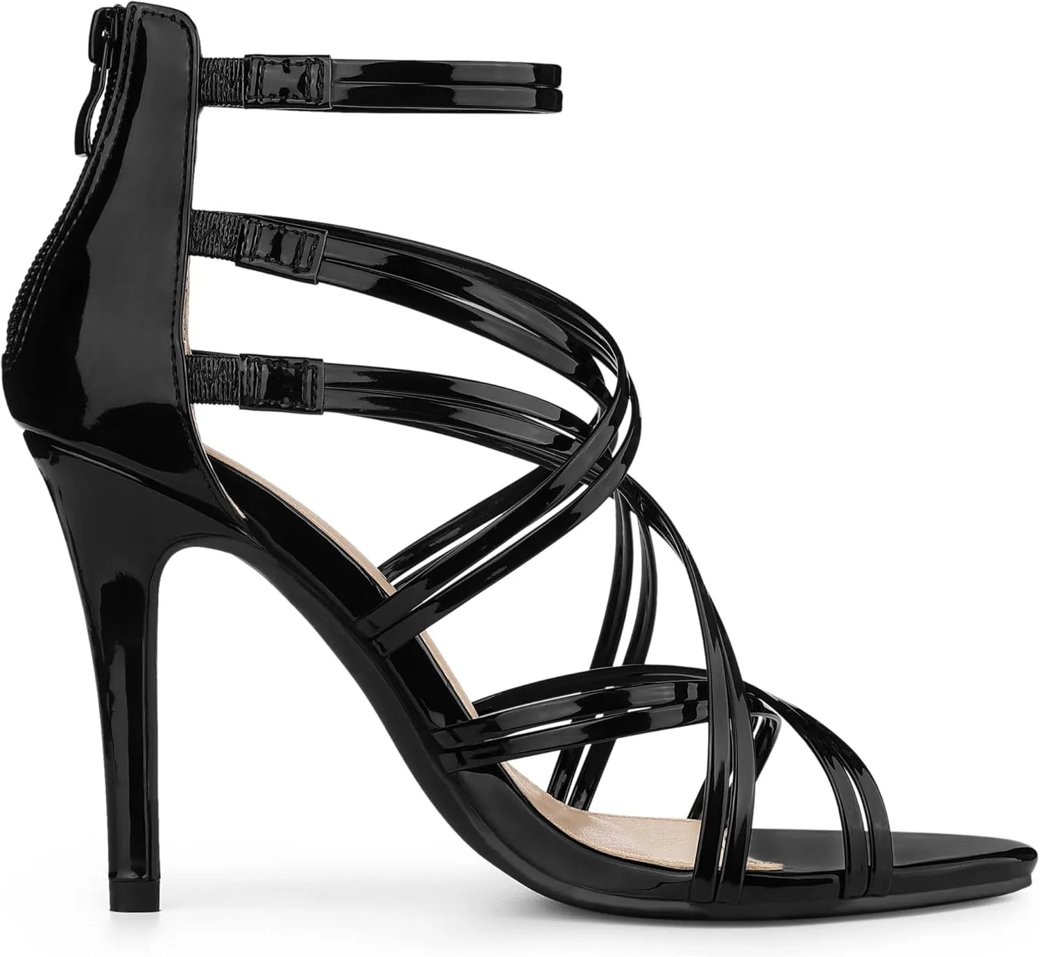 Allegra K Women's Open Toe Strappy Stiletto Heel Lace Up Sandals