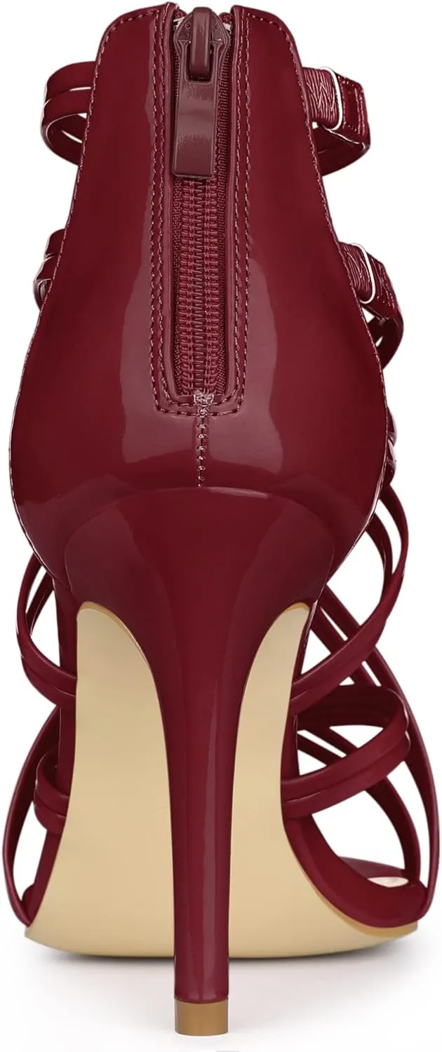 Allegra K Women's Open Toe Strappy Stiletto Heel Lace Up Sandals