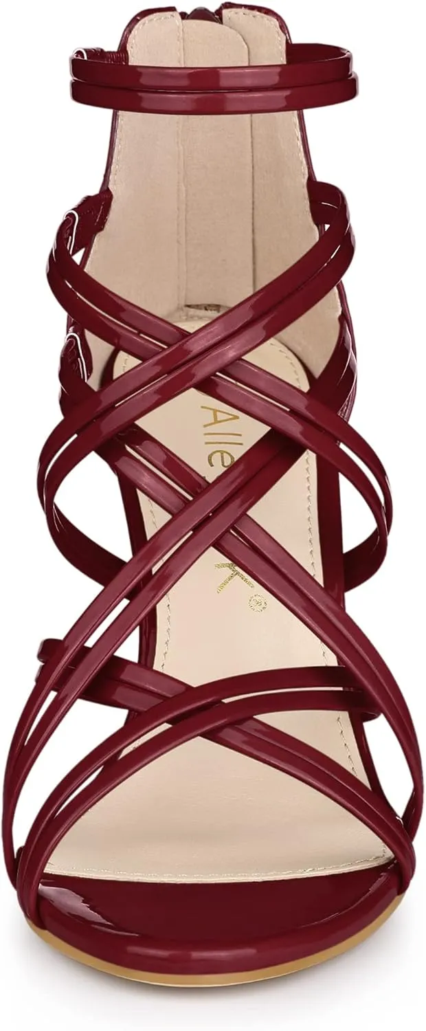 Allegra K Women's Open Toe Strappy Stiletto Heel Lace Up Sandals