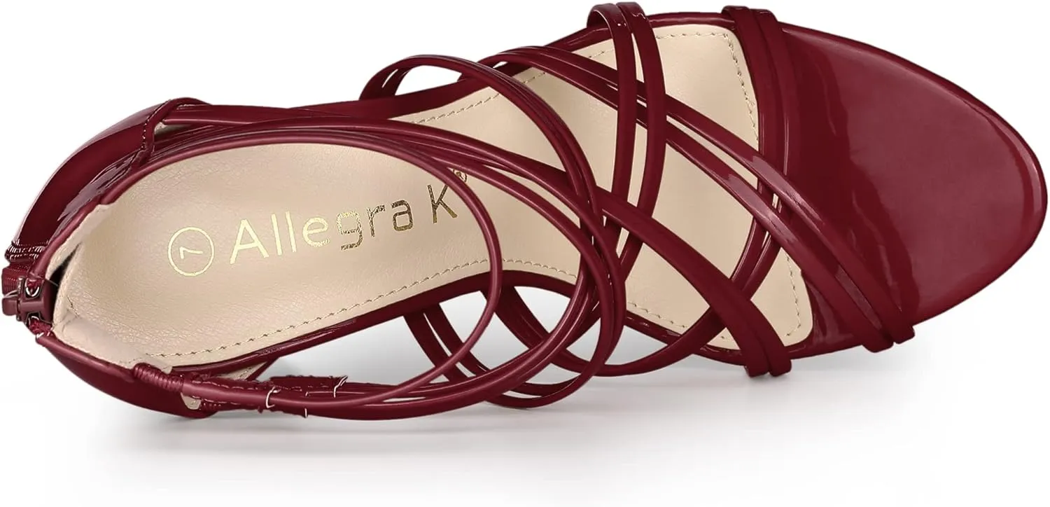 Allegra K Women's Open Toe Strappy Stiletto Heel Lace Up Sandals