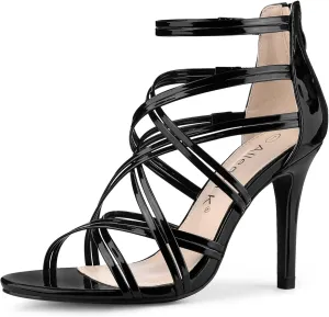 Allegra K Women's Open Toe Strappy Stiletto Heel Lace Up Sandals