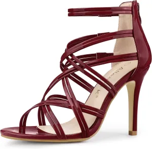 Allegra K Women's Open Toe Strappy Stiletto Heel Lace Up Sandals