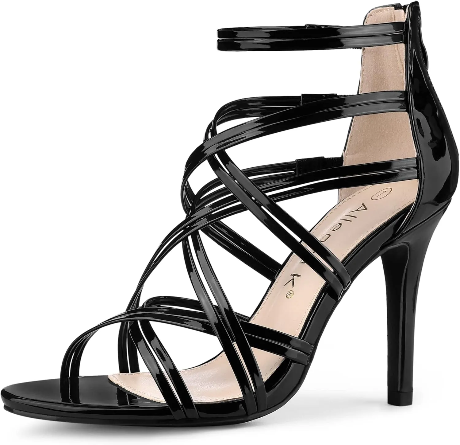 Allegra K Women's Open Toe Strappy Stiletto Heel Lace Up Sandals