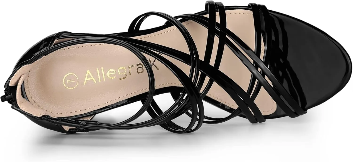Allegra K Women's Open Toe Strappy Stiletto Heel Lace Up Sandals