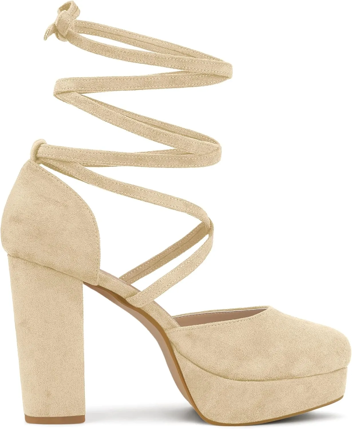 Allegra K Women's Platform Block Heel Lace Up Pumps Sandals