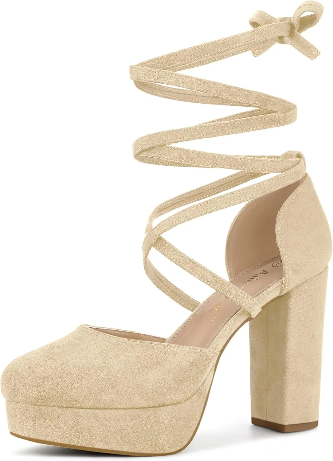 Allegra K Women's Platform Block Heel Lace Up Pumps Sandals