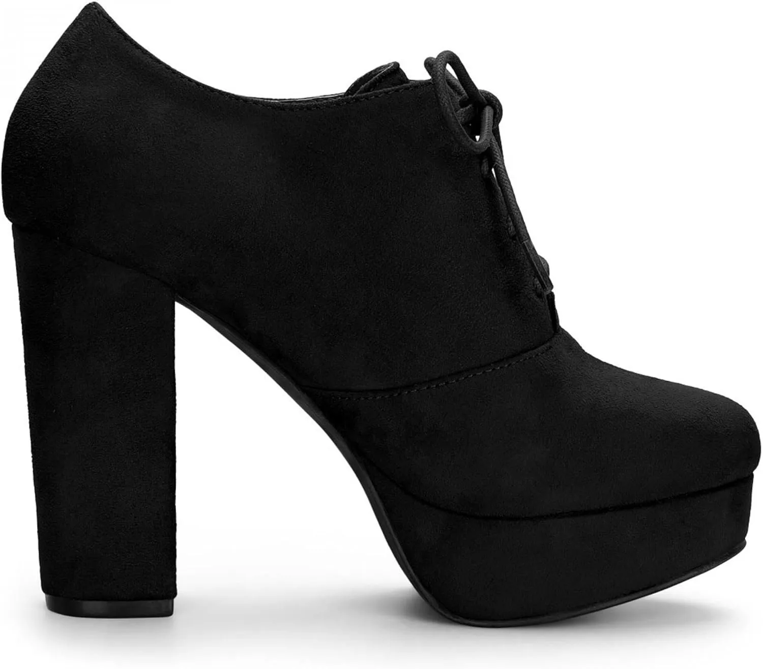 Allegra K Women's Platform Chunky Heel Lace Up Booties