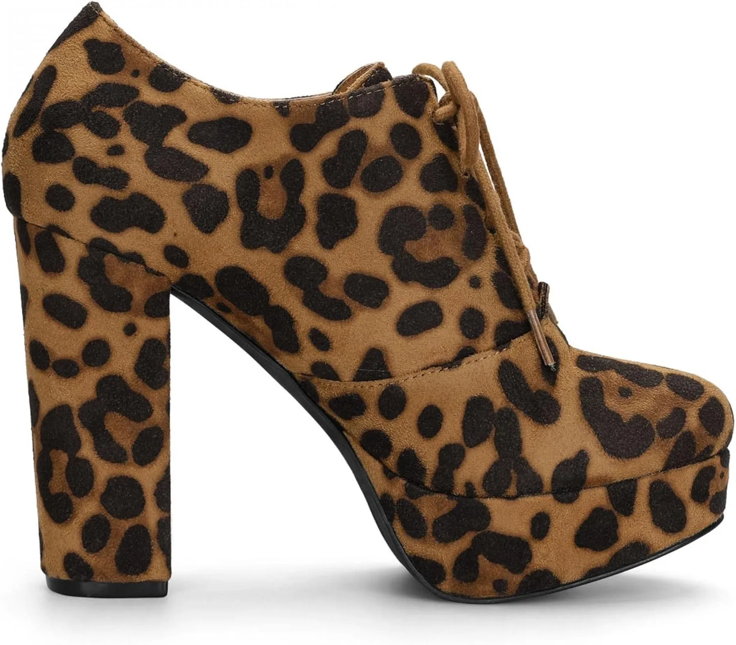 Allegra K Women's Platform Chunky Heel Lace Up Booties