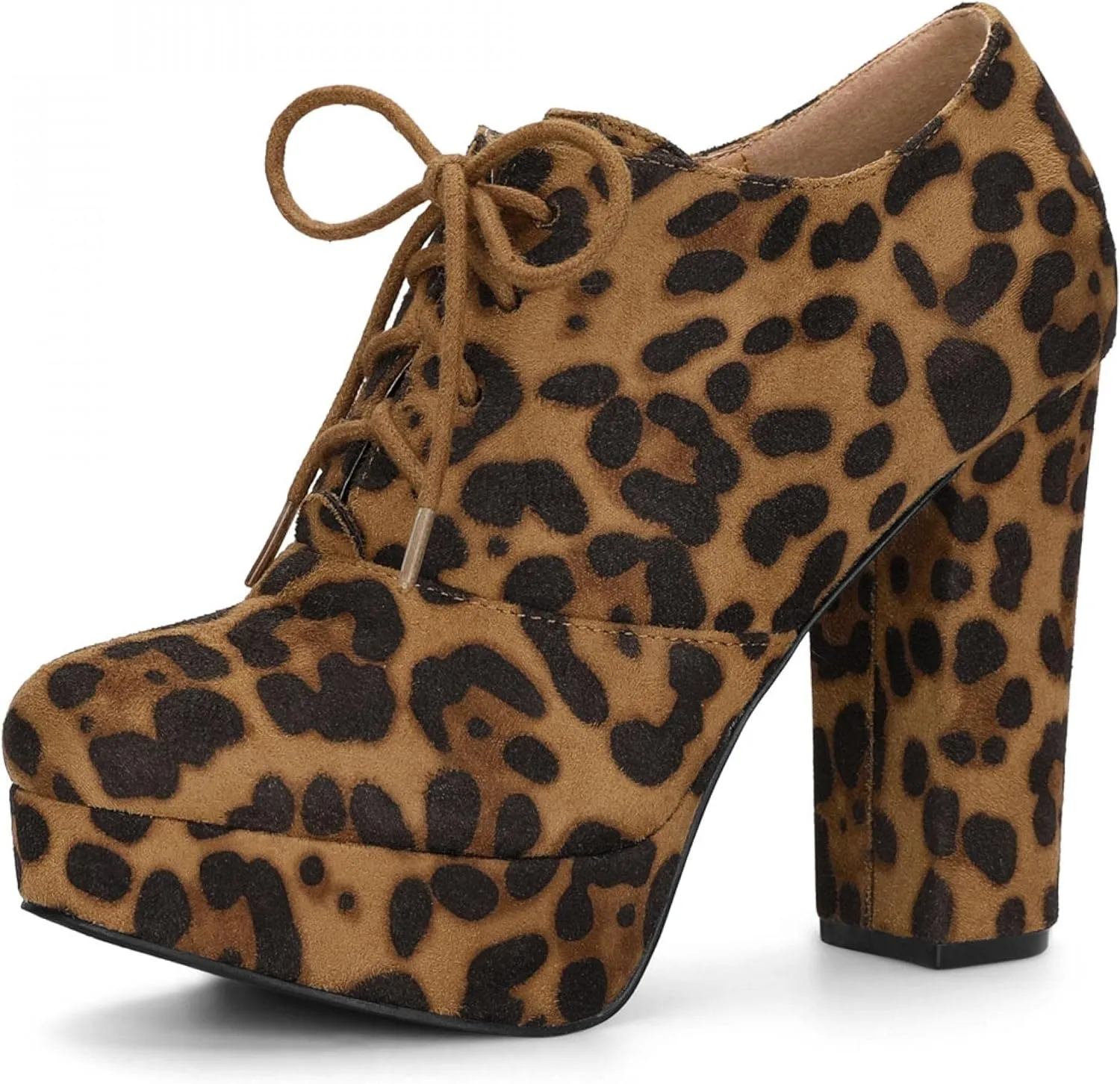 Allegra K Women's Platform Chunky Heel Lace Up Booties