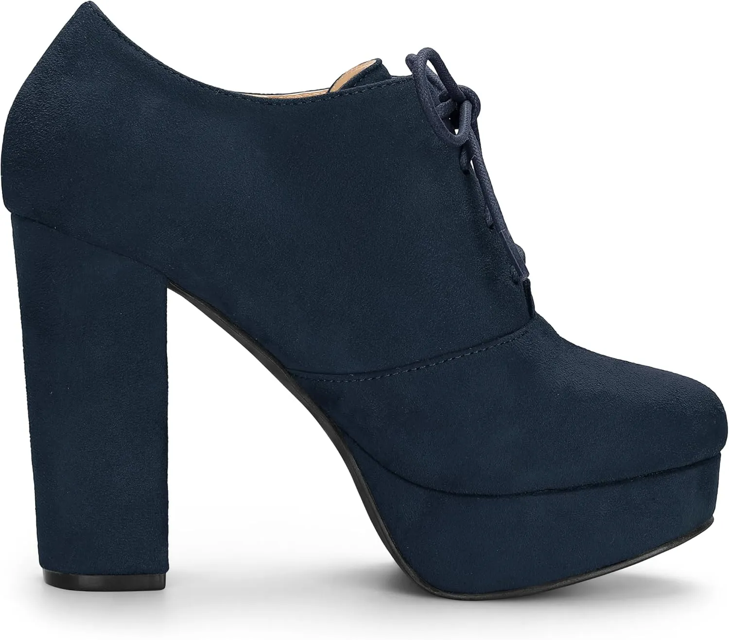 Allegra K Women's Platform Chunky Heel Lace Up Booties