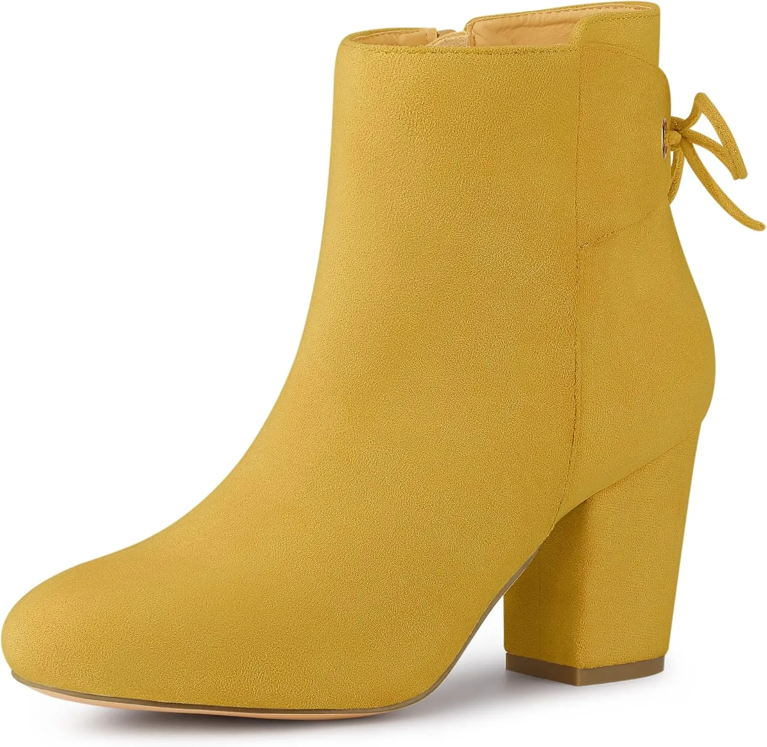 Allegra K Women's Round Toe Block Heel Zipper Lace Up Ankle Boots