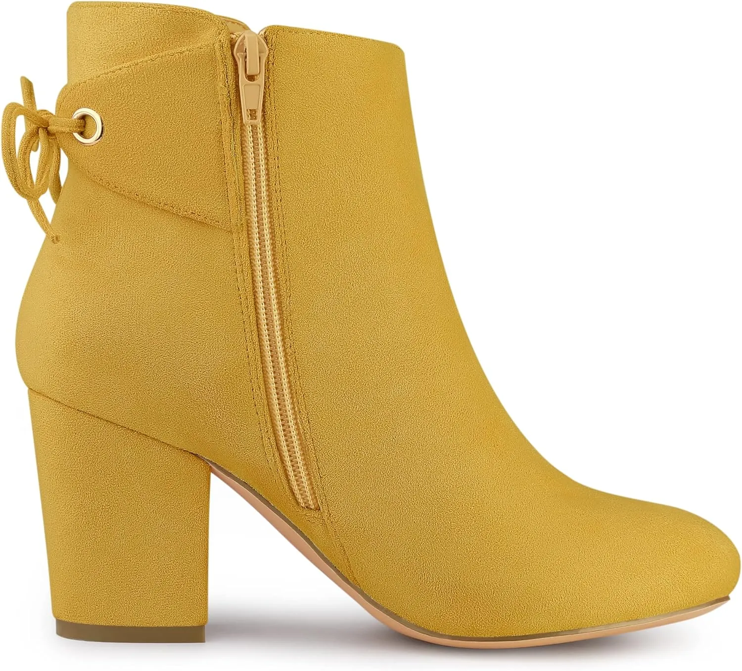Allegra K Women's Round Toe Block Heel Zipper Lace Up Ankle Boots
