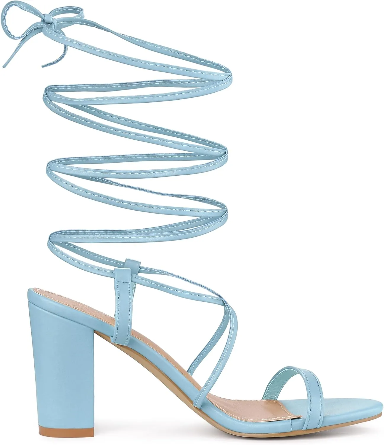 Allegra K Women's Strappy One Strap Lace Up Chunky Heels Sandals