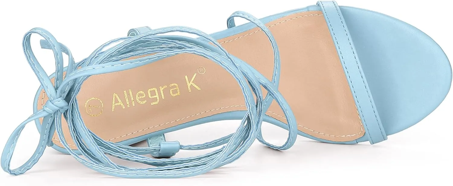 Allegra K Women's Strappy One Strap Lace Up Chunky Heels Sandals