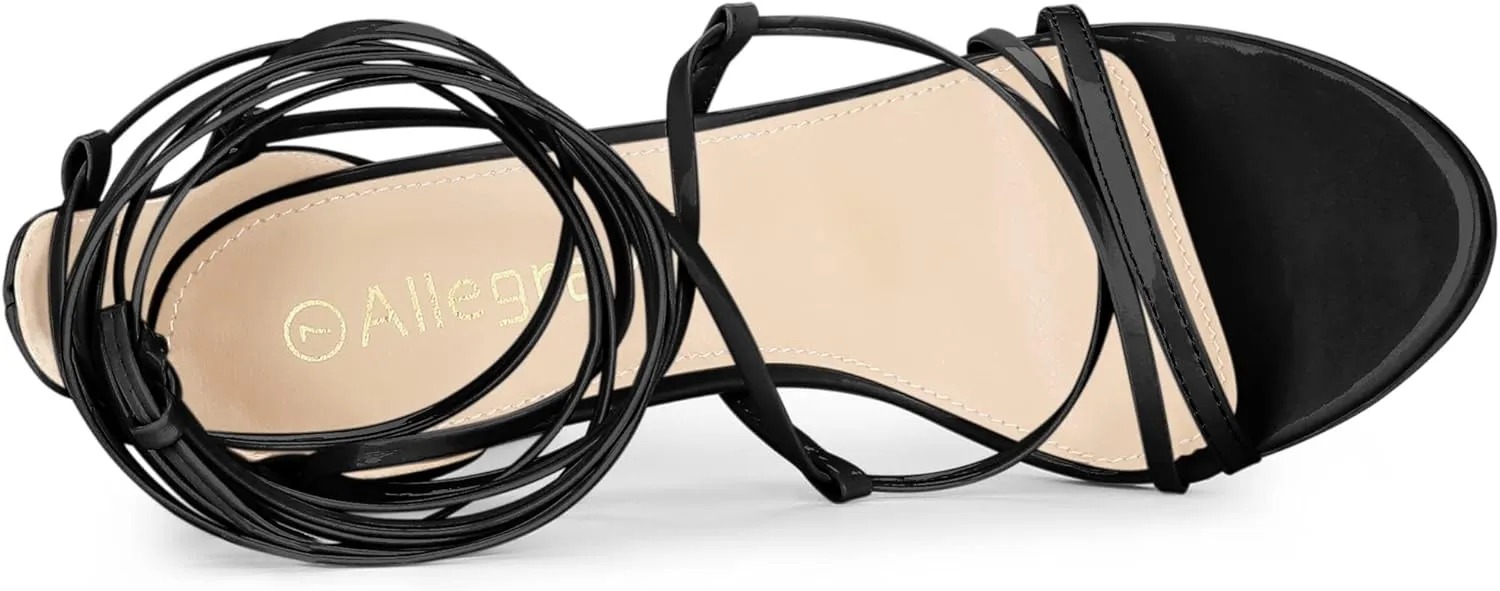 Allegra K Women's Strappy Straps Lace Up Stiletto Heel Sandals
