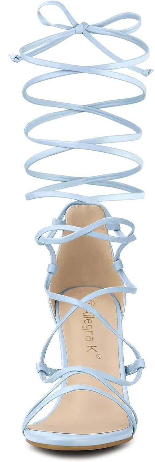 Allegra K Women's Strappy Straps Lace Up Stiletto Heel Sandals