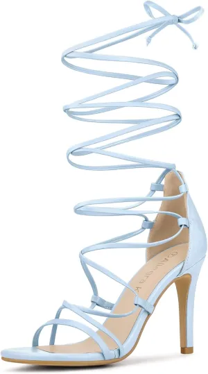 Allegra K Women's Strappy Straps Lace Up Stiletto Heel Sandals