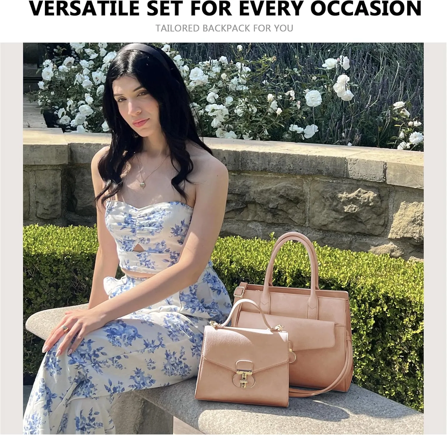ALYSSA Tote Bag for Women Medium Crossbody Purse Shoulder Bag Top Handle Satchel Cute Wallet 3Pcs Handbags Set Gift