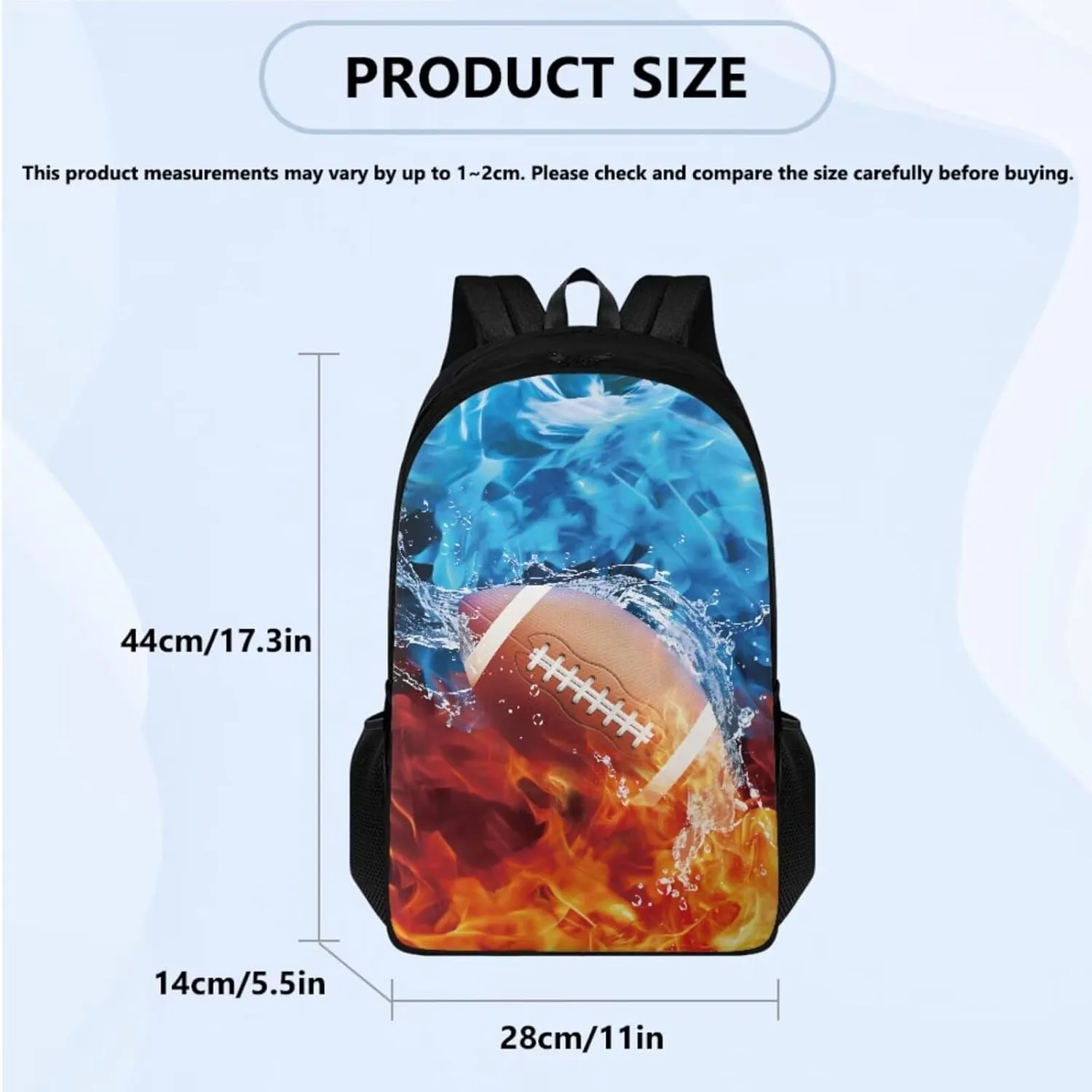 American Football Kids Backpack Boys Personalized Cool Bookbag for Teenagers Age 8-10 for Primary Elementary School 3 Pcs Schoolbag Set with Kids Lunchbox Pencil Case