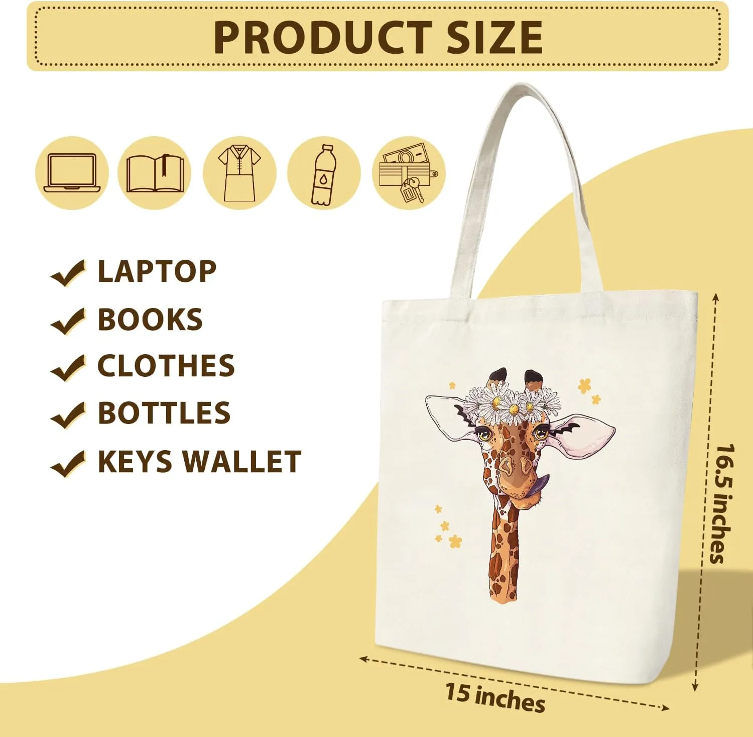 Animal Canvas Tote Bags for Women - Large Capacity Shopping and Reusable Grocery Bags