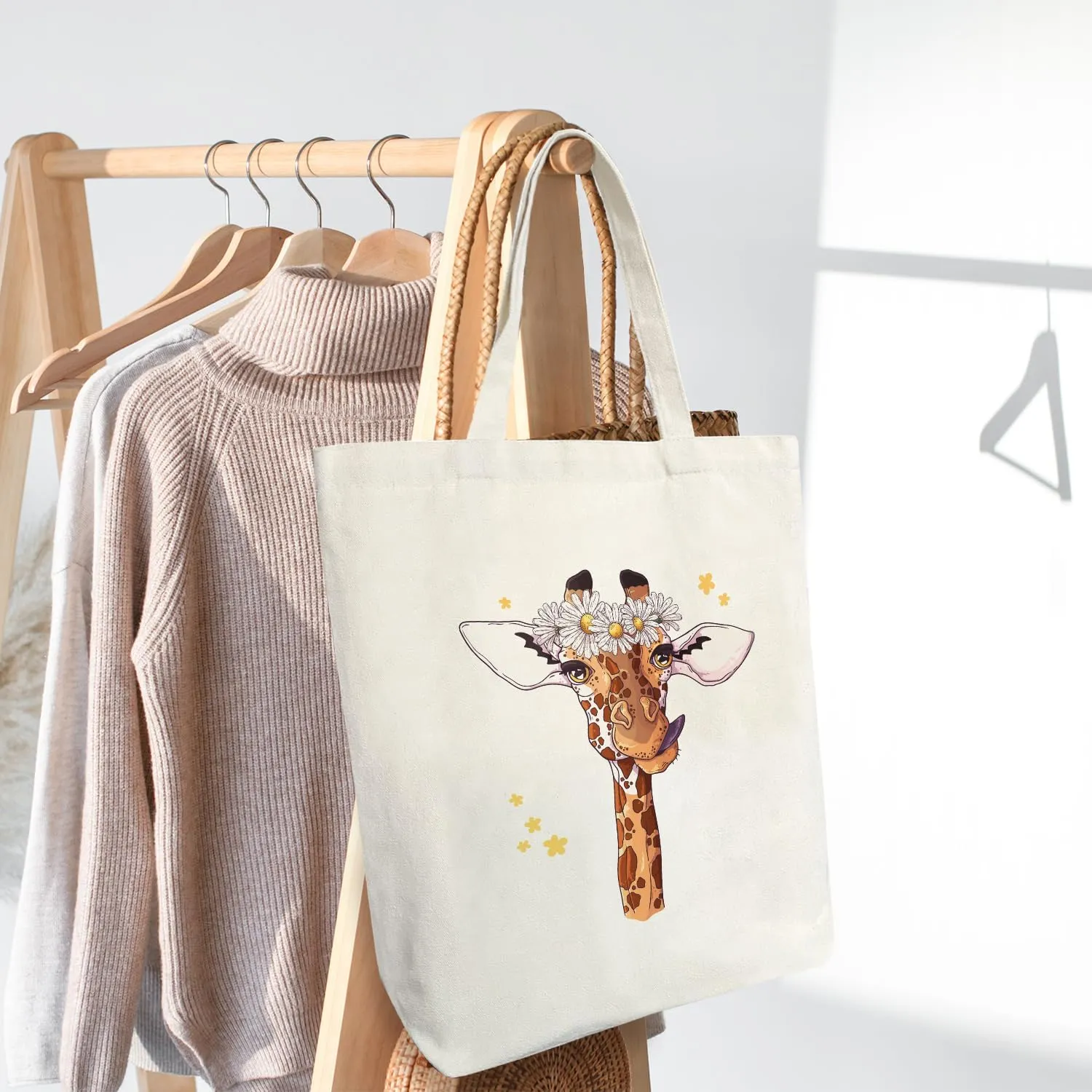Animal Canvas Tote Bags for Women - Large Capacity Shopping and Reusable Grocery Bags