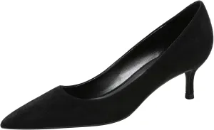 ANUFER Women's Velvet 5CM/8CM High Heels Elegant Pointed Toe Pumps Office Work Shoes