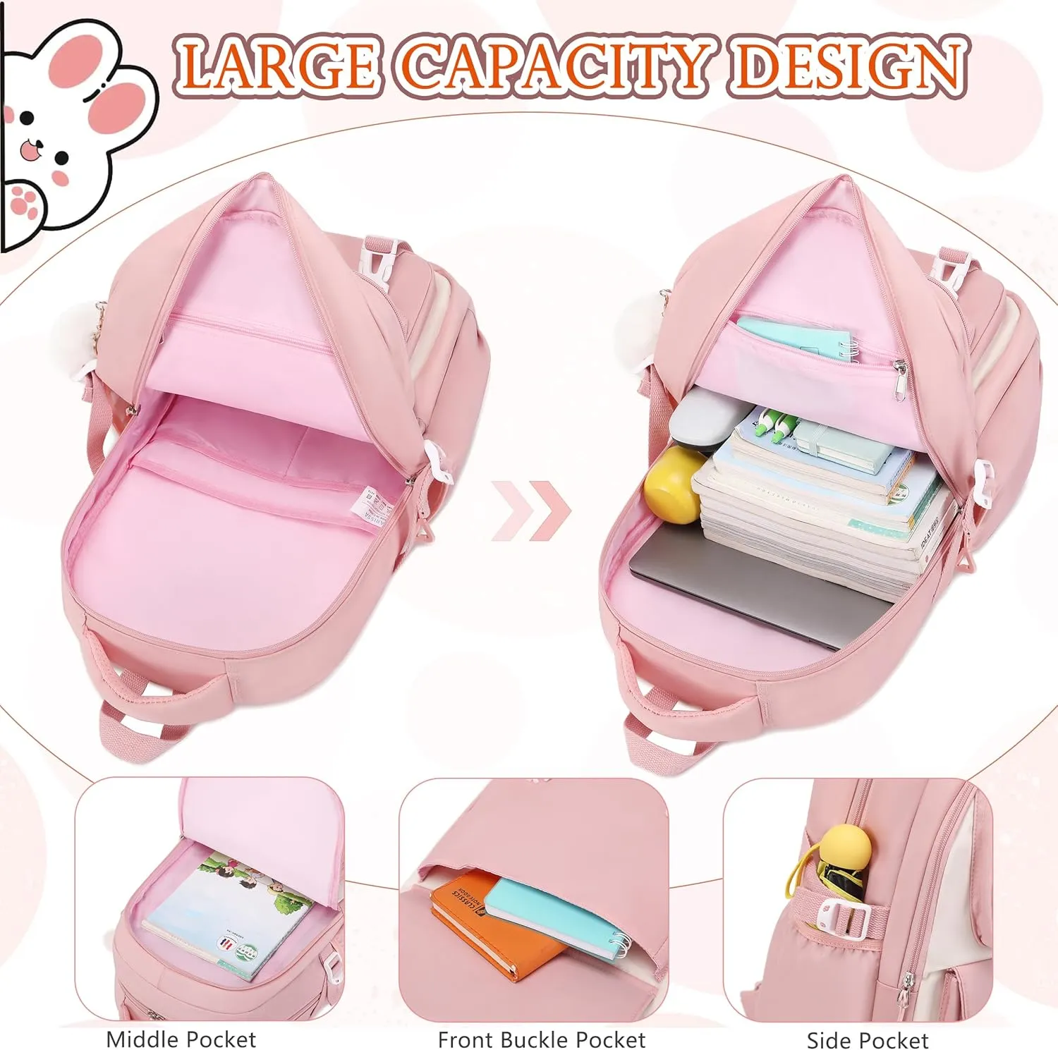 AO ALI VICTORY Backpack for Women Girls Set with Pencil Case 15.6 Inch Laptop School Bag Kids Elementary College Backpacks