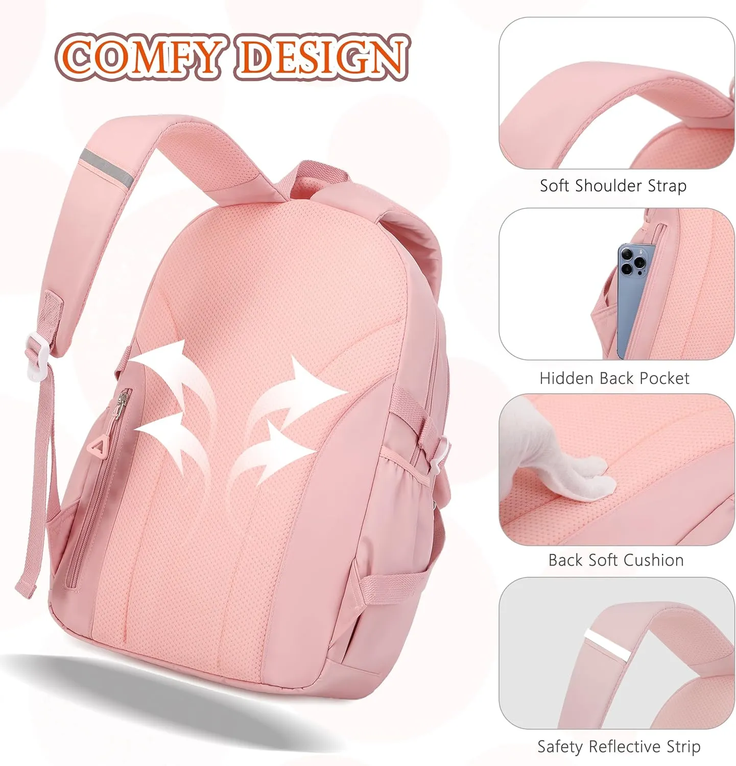AO ALI VICTORY Backpack for Women Girls Set with Pencil Case 15.6 Inch Laptop School Bag Kids Elementary College Backpacks
