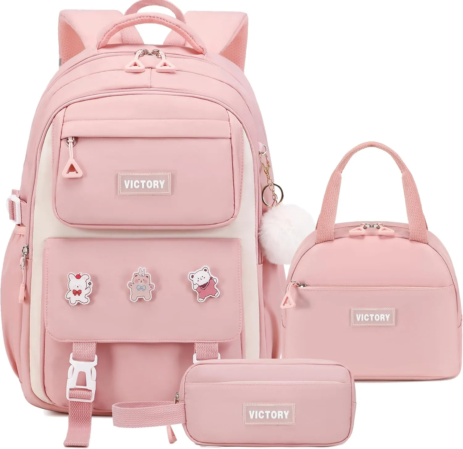 AO ALI VICTORY Backpack for Women Girls Set with Pencil Case 15.6 Inch Laptop School Bag Kids Elementary College Backpacks