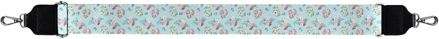 Aqua Floral Black Women's Bag Strap Adjustable Shoulder Strap Blossom Flower Purse Strap for Crossbody Bag