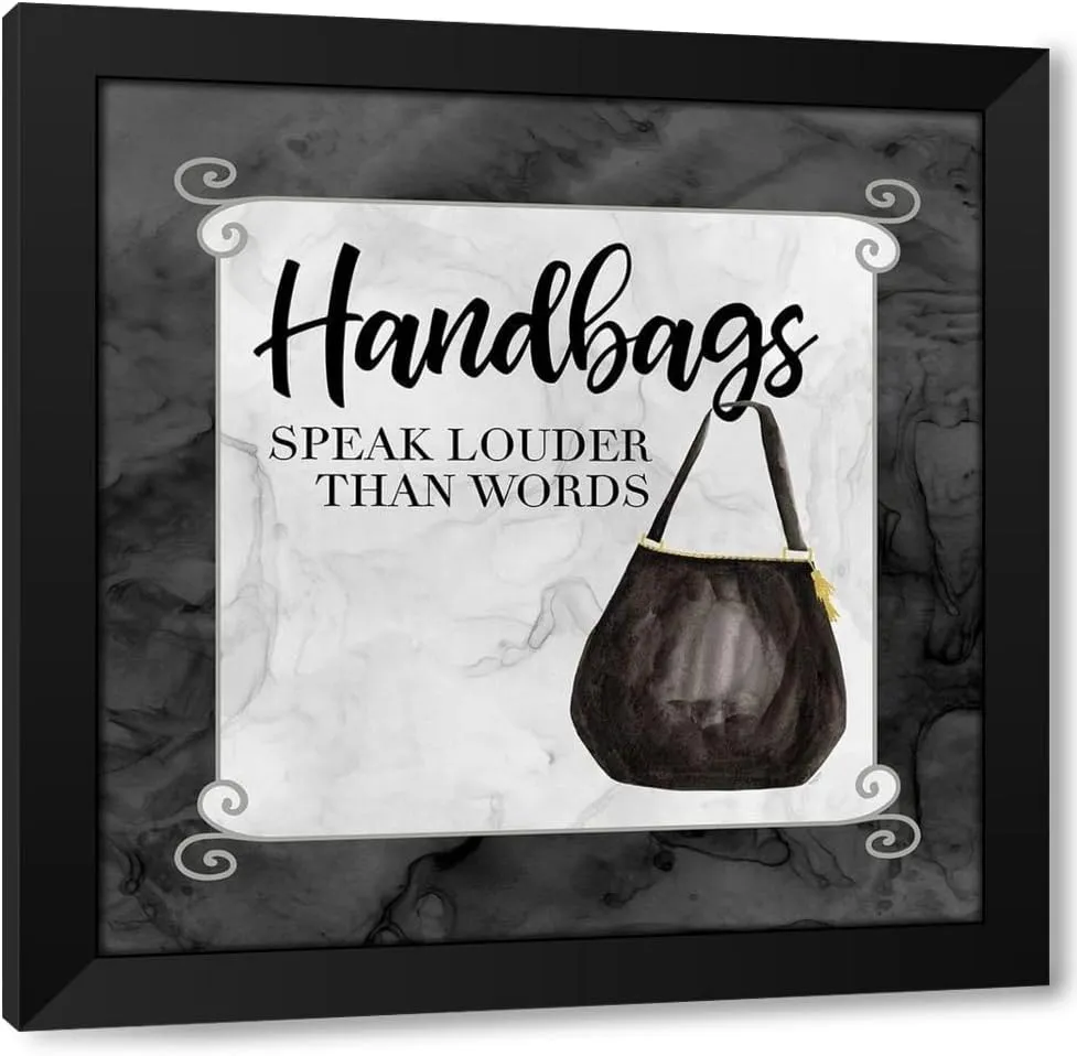 ArtDirect Fashion Humor XIII-Handbags Speak 48x48 Huge Black Modern Wood Framed Canvas Giclee Art by Reed, Tara