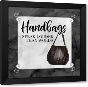 ArtDirect Fashion Humor XIII-Handbags Speak 48x48 Huge Black Modern Wood Framed Canvas Giclee Art by Reed, Tara