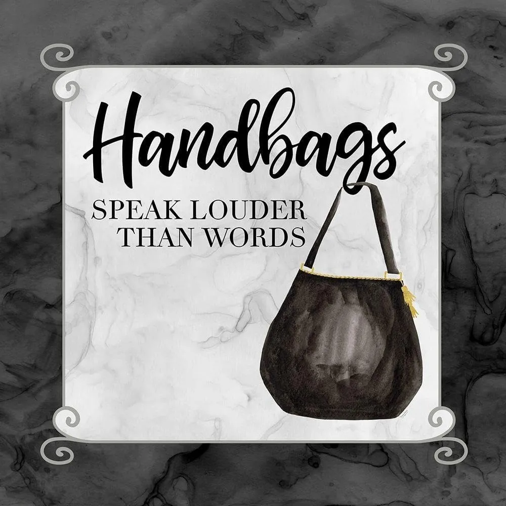 ArtDirect Fashion Humor XIII-Handbags Speak 48x48 Huge Black Modern Wood Framed Canvas Giclee Art by Reed, Tara