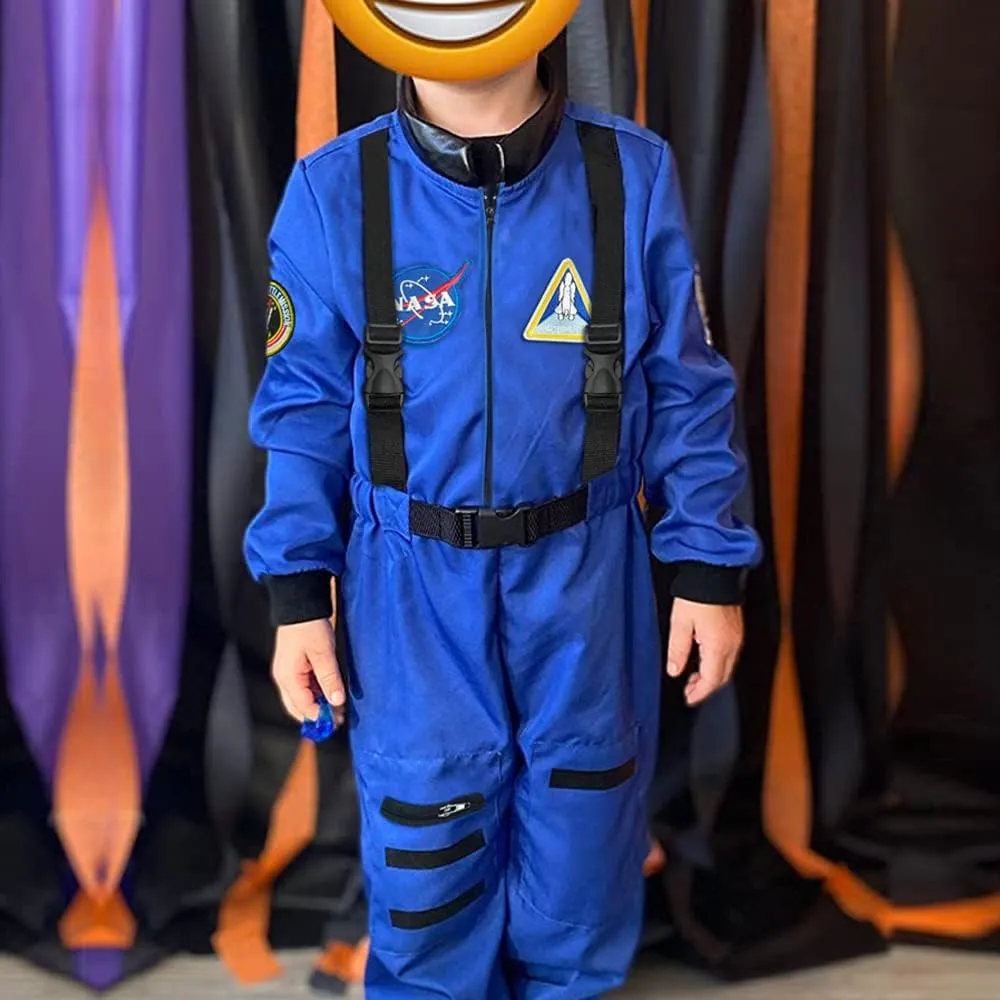 Astronaut Costume for Kid Boy NASA Space Jumpsuit Space Outfit Pretend Dress up 3-12Years
