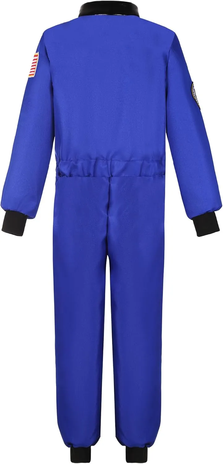 Astronaut Costume for Kid Boy NASA Space Jumpsuit Space Outfit Pretend Dress up 3-12Years