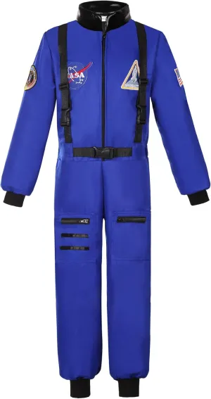 Astronaut Costume for Kid Boy NASA Space Jumpsuit Space Outfit Pretend Dress up 3-12Years